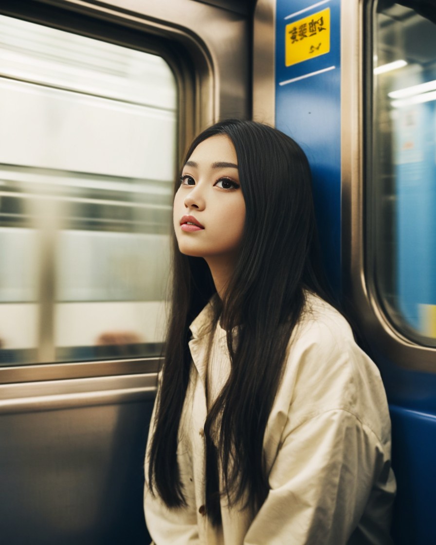 電車に乗っているLIZ